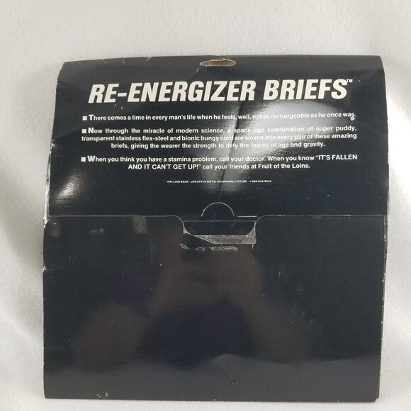 Over the Hill Re- Energizer Blue Briefs 1991 Laid Back Party Gag Gift NOS 40 - Picture 2 of 7
